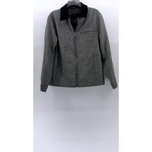 ASOS DESIGN Men's Gray Wool Look Textured Harrington Zip-Up Collared Jacket SZ S